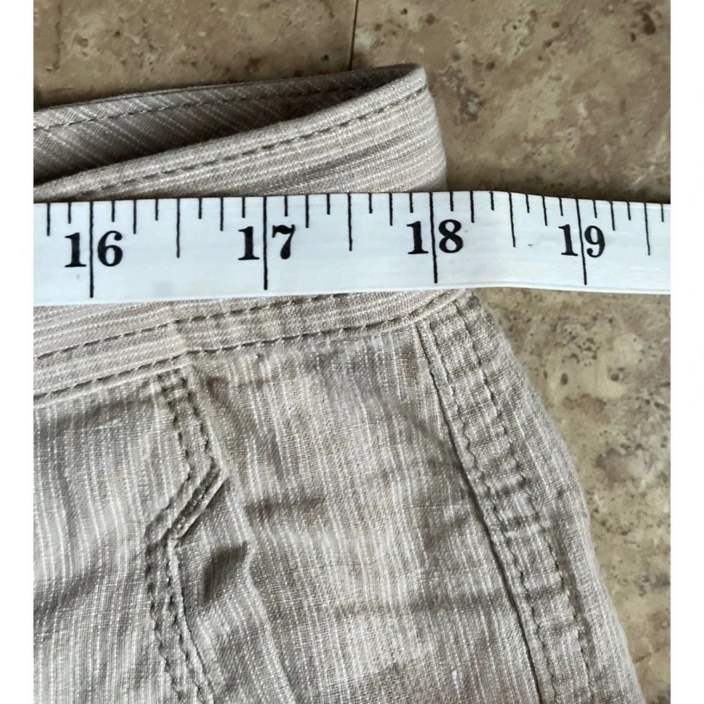 Tommy Bahama Mens 100%‎ Linen Shorts Tan White Striped Flat Front Size 36